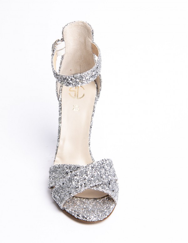 sandali glitter argento
